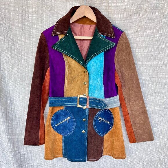 Vintage Jackets & Blazers - Reasonable Offers Welcome! VINTAGE 70s Patchwork Suede Jacket Boho Funky
